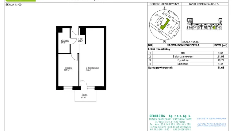 Rzut - Mieszkanie na sprzedaż 2 pokoje o powierzchni 41,68 m² - numer 92 w Symfonia Ptasia 28