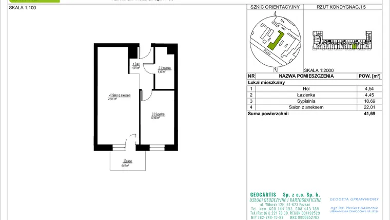Rzut - Mieszkanie na sprzedaż 2 pokoje o powierzchni 41,69 m² - numer 93 w Symfonia Ptasia 28