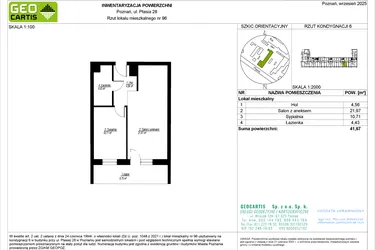 Rzut - Mieszkanie na sprzedaż 2 pokoje o powierzchni 41,67 m² - numer 96 w Symfonia Ptasia 28