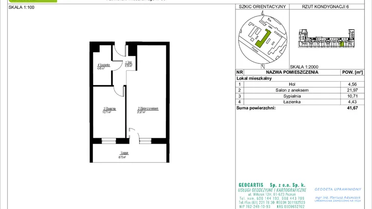 Rzut - Mieszkanie na sprzedaż 2 pokoje o powierzchni 41,67 m² - numer 96 w Symfonia Ptasia 28