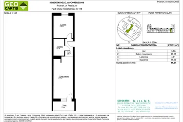 Rzut - Mieszkanie na sprzedaż 2 pokoje o powierzchni 41,27 m² - numer 28/118 w Symfonia Ptasia 28