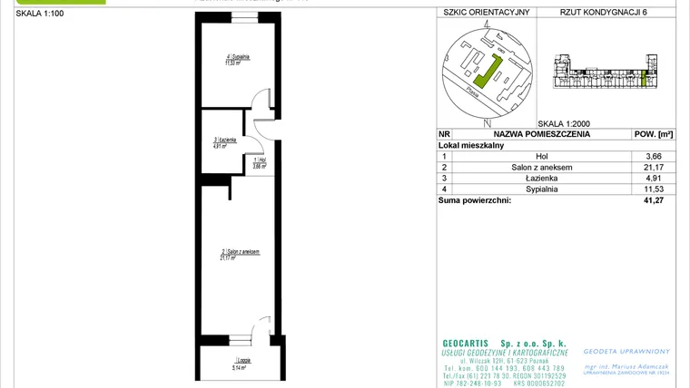Rzut - Mieszkanie na sprzedaż 2 pokoje o powierzchni 41,27 m² - numer 28/118 w Symfonia Ptasia 28