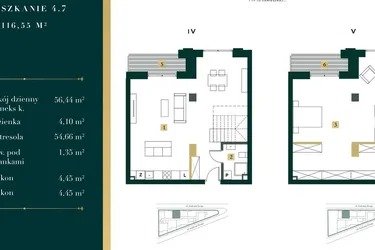 Rzut - Mieszkanie na sprzedaż 1 pokój o powierzchni 107,54 m² - numer 4.7 w New Iron