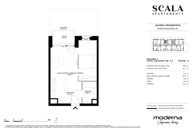 Rzut - Lokal użytkowy na sprzedaż 1 pokój o powierzchni 35,83 m² - numer 3-0.2 E w Scala