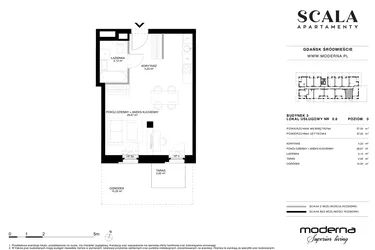 Rzut - Lokal użytkowy na sprzedaż 1 pokój o powierzchni 37,15 m² - numer 3-0.6 C w Scala