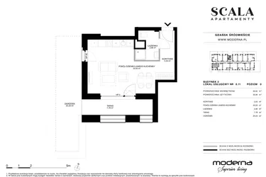 Rzut - Lokal użytkowy na sprzedaż 1 pokój o powierzchni 32,33 m² - numer 3-0.11 N w Scala