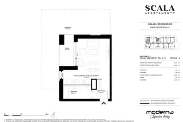 Rzut - Lokal użytkowy na sprzedaż 1 pokój o powierzchni 33,77 m² - numer 3-0.12 C w Scala