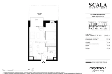 Rzut - Lokal użytkowy na sprzedaż 1 pokój o powierzchni 35,7 m² - numer 3-0.14 E w Scala
