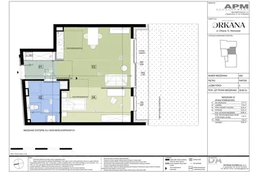 Rzut - Mieszkanie na sprzedaż 2 pokoje o powierzchni 58,88 m² - numer M02 w Apartamenty Orkana