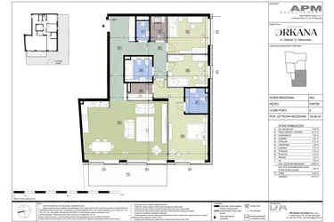 Rzut - Mieszkanie na sprzedaż 4 pokoje o powierzchni 130,89 m² - numer M03 w Apartamenty Orkana