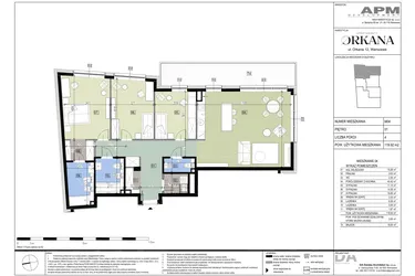 Rzut - Mieszkanie na sprzedaż 4 pokoje o powierzchni 119,92 m² - numer M04 w Apartamenty Orkana