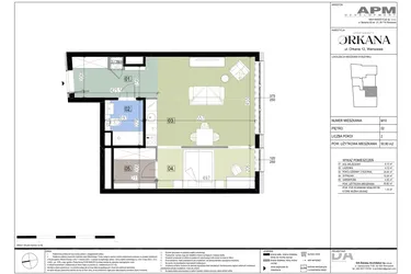 Rzut - Mieszkanie na sprzedaż 2 pokoje o powierzchni 50,9 m² - numer M10 w Apartamenty Orkana