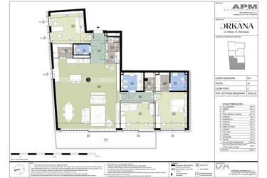 Rzut - Mieszkanie na sprzedaż 4 pokoje o powierzchni 140,02 m² - numer M11 w Apartamenty Orkana