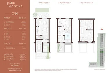 Rzut - Dom na sprzedaż 5 pokoi o powierzchni 191,05 m² - numer C/20 w Park Wysoka