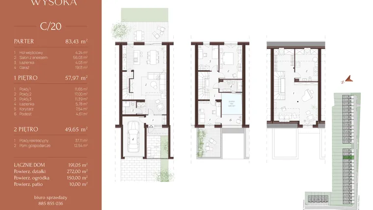 Rzut - Dom na sprzedaż 5 pokoi o powierzchni 191,05 m² - numer C/20 w Park Wysoka