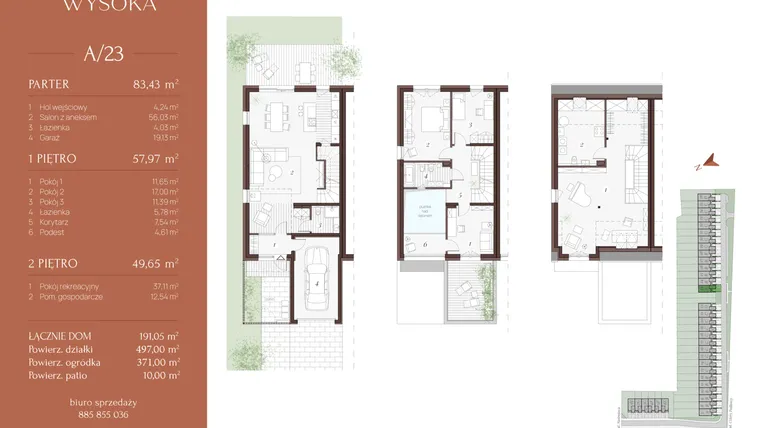 Rzut - Dom na sprzedaż 5 pokoi o powierzchni 192,05 m² - numer A/23 w Park Wysoka
