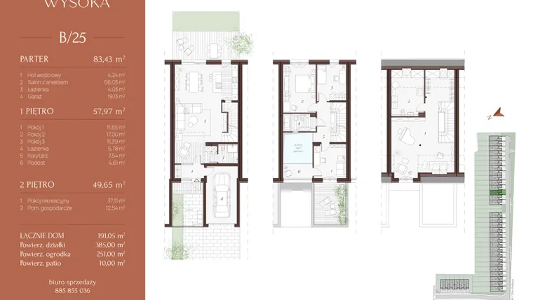 Rzut - Dom na sprzedaż 5 pokoi o powierzchni 192,05 m² - numer B/25 w Park Wysoka