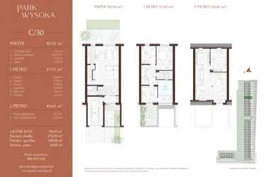 Rzut - Dom na sprzedaż 5 pokoi o powierzchni 192,05 m² - numer C/30 w Park Wysoka