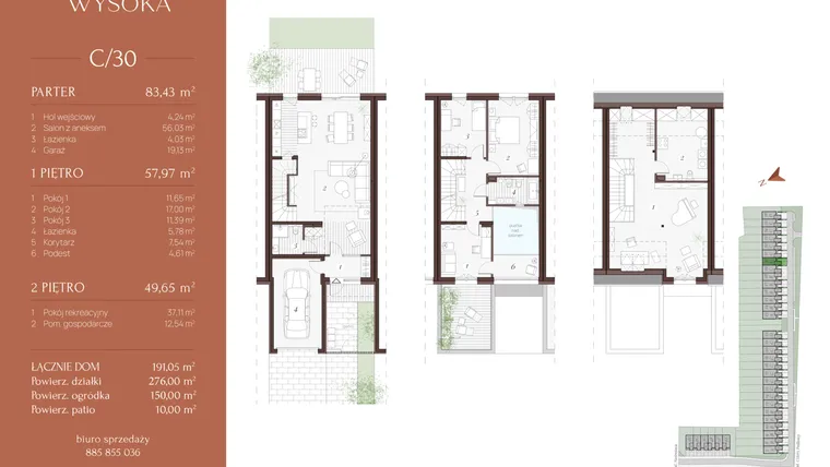 Rzut - Dom na sprzedaż 5 pokoi o powierzchni 192,05 m² - numer C/30 w Park Wysoka