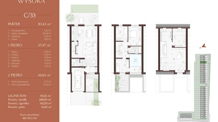 Rzut - Dom na sprzedaż 5 pokoi o powierzchni 192,05 m² - numer C/33 w Park Wysoka