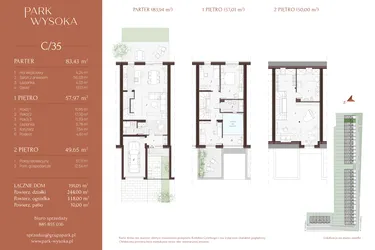 Rzut - Dom na sprzedaż 5 pokoi o powierzchni 192,05 m² - numer C/35 w Park Wysoka