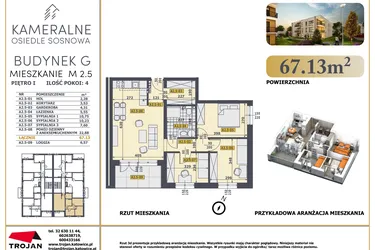 Rzut - Mieszkanie na sprzedaż 4 pokoje o powierzchni 66,5 m² - numer M2.5 w Osiedle Sosnowa G