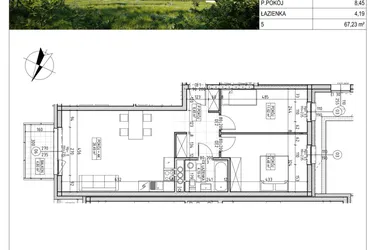 Rzut - Mieszkanie na sprzedaż 3 pokoje o powierzchni 67,23 m² - numer C3.01.35 w Osiedle Panorama Wiślana Etap III - budynek C3