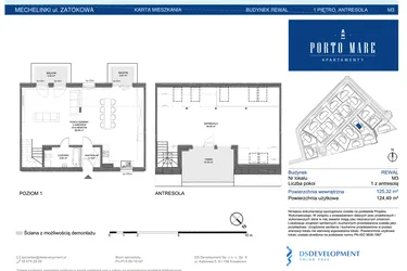 Rzut - Mieszkanie na sprzedaż 2 pokoje o powierzchni 124,49 m² - numer REWAL M3 w Porto Mare
