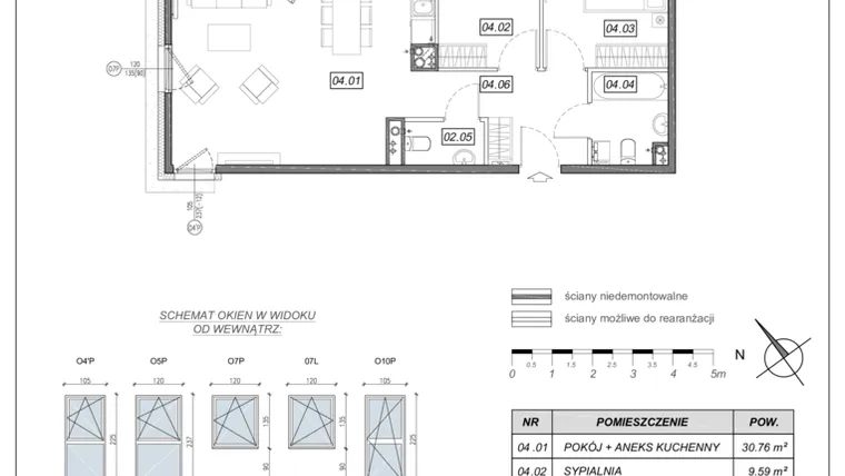 Rzut - Mieszkanie na sprzedaż 3 pokoje o powierzchni 66,29 m² - numer 3.B.04 w Nowe Południe bud. 3