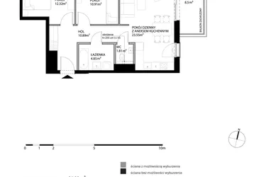 Rzut - Mieszkanie na sprzedaż 3 pokoje o powierzchni 64,33 m² - numer I111 w Nowe Kolibki etap 4