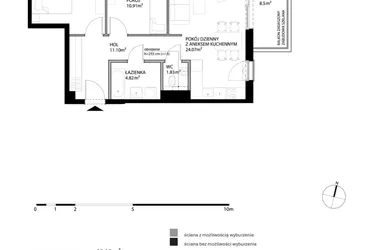 Rzut - Mieszkanie na sprzedaż 3 pokoje o powierzchni 65,05 m² - numer I311 w Nowe Kolibki etap 4