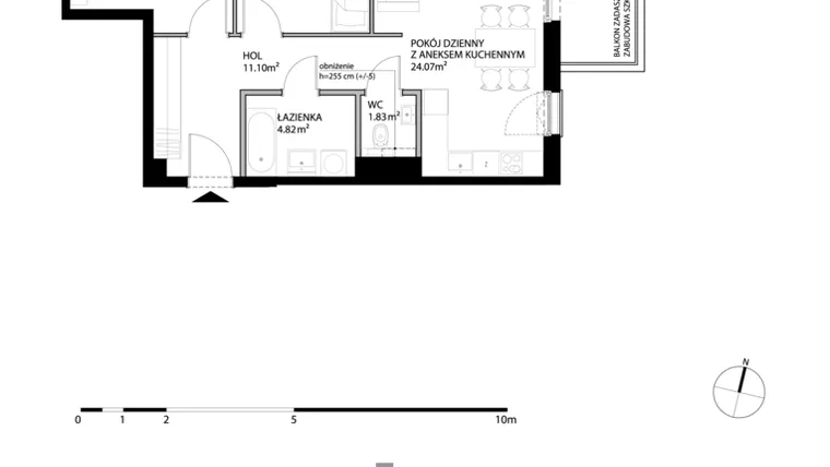 Rzut - Mieszkanie na sprzedaż 3 pokoje o powierzchni 65,05 m² - numer I311 w Nowe Kolibki etap 4