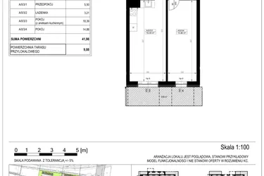 Rzut - Mieszkanie na sprzedaż 2 pokoje o powierzchni 42,08 m² - numer A-0-3 w Zamieszkaj na Rudawskiej 5