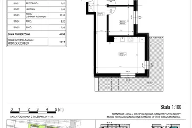 Rzut - Mieszkanie na sprzedaż 3 pokoje o powierzchni 48,99 m² - numer B-0-2 w Zamieszkaj na Rudawskiej 5
