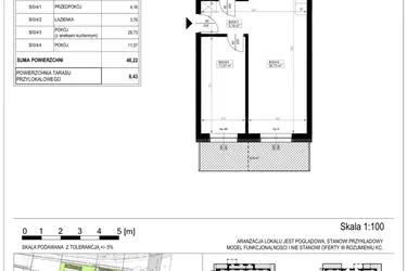 Rzut - Mieszkanie na sprzedaż 2 pokoje o powierzchni 46,23 m² - numer B-0-4 w Zamieszkaj na Rudawskiej 5