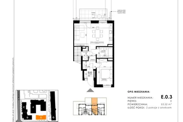 Rzut - Mieszkanie na sprzedaż 2 pokoje o powierzchni 54,65 m² - numer E.0.3 w Nowy Folwark