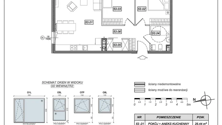 Rzut - Mieszkanie na sprzedaż 3 pokoje o powierzchni 63,11 m² - numer 4.A.53 w Urzeka bud. 4