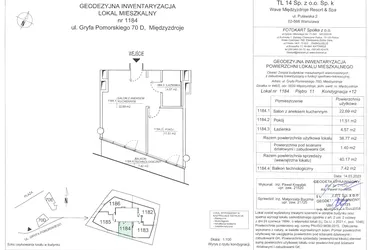 Rzut - Mieszkanie na sprzedaż 2 pokoje o powierzchni 40,17 m² - numer D.11.84 w Wave Międzyzdroje Resort & Spa