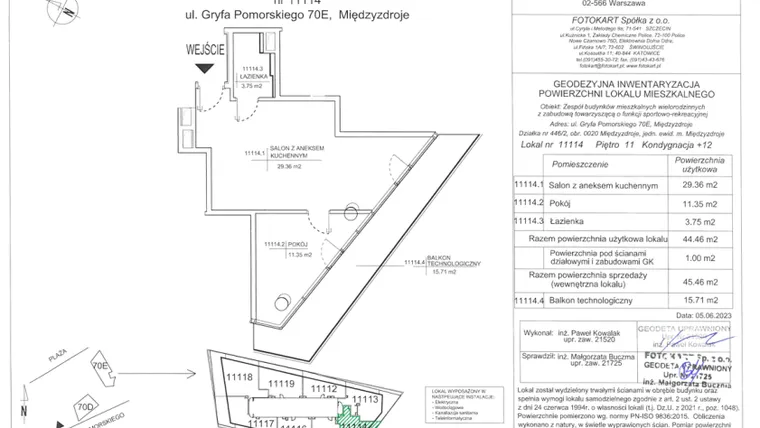 Rzut - Mieszkanie na sprzedaż 3 pokoje o powierzchni 67,11 m² - numer E.11.120 w Wave Międzyzdroje Resort & Spa