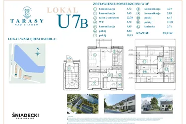 Rzut - Dom na sprzedaż 5 pokoi o powierzchni 92,68 m² - numer U7B w Tarasy Nad Stawem