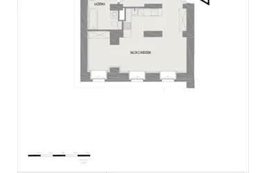 Rzut - Mieszkanie na sprzedaż 1 pokój o powierzchni 47,39 m² - numer A1 w Komuny Paryskiej 19a