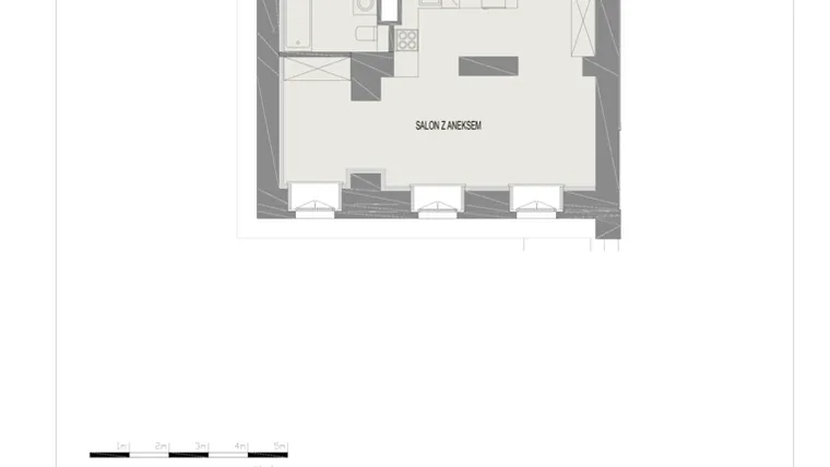 Rzut - Mieszkanie na sprzedaż 1 pokój o powierzchni 47,39 m² - numer A1 w Komuny Paryskiej 19a