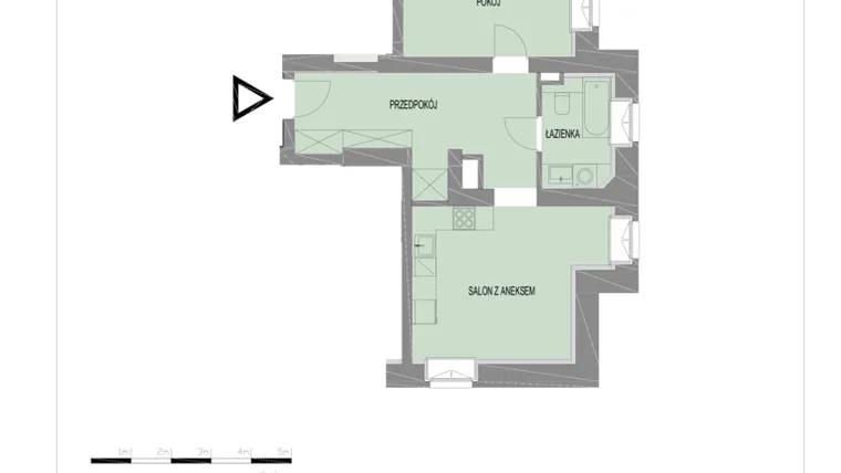 Rzut - Mieszkanie na sprzedaż 2 pokoje o powierzchni 47,54 m² - numer A11 w Komuny Paryskiej 19a