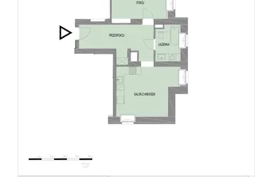 Rzut - Mieszkanie na sprzedaż 2 pokoje o powierzchni 47,45 m² - numer A18 w Komuny Paryskiej 19a