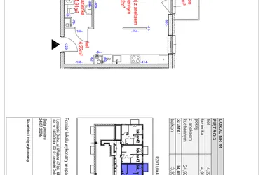 Rzut - Mieszkanie na sprzedaż 1 pokój o powierzchni 34,05 m² - numer K44 w Osiedle Natura Life budynki JK
