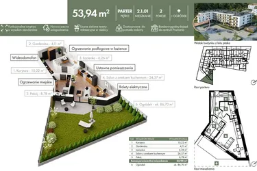 Rzut - Mieszkanie na sprzedaż 2 pokoje o powierzchni 53,94 m² - numer 02_01_01 w Ziębicka 30