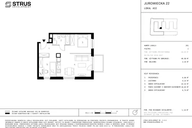 Rzut - Mieszkanie na sprzedaż 1 pokój o powierzchni 48,89 m² - numer 1.A32-281 w Jurowiecka 22