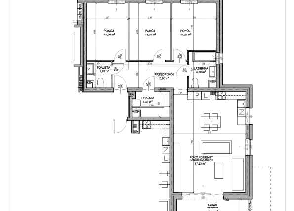 Rzut - Mieszkanie na sprzedaż 4 pokoje o powierzchni 94,31 m² - numer N.D.00.01 w Nobilis