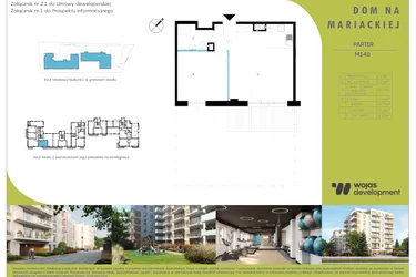 Rzut - Mieszkanie na sprzedaż 2 pokoje o powierzchni 48,1 m² - numer M145 w Dom Na Mariackiej