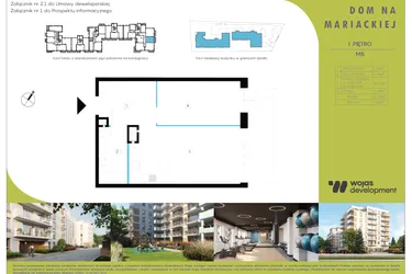 Rzut - Mieszkanie na sprzedaż 2 pokoje o powierzchni 41,7 m² - numer M5 w Dom Na Mariackiej